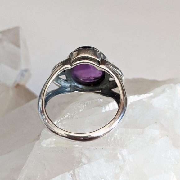 Natural Amethyst, 925 Silver Ring, size 6 - Picture 6 of 10